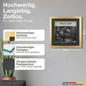 2er Set goldene Schallplattenrahmen 40x40 mit Passepartout für Cover