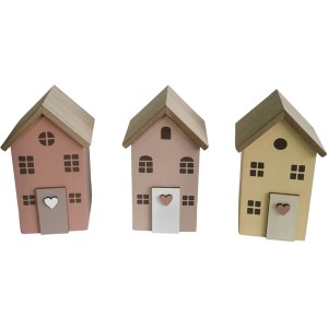 Boltze Dekoaufsteller Katty, 3-fach sortiert, mehrfarbig. Dekorative Häuser für Geschenkartikel.
