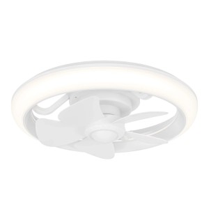 Weißer Eglo LED-Ventilator Fernandina, 18 Watt, Ø 39,8 cm. Deckenventilator mit Beleuchtung.