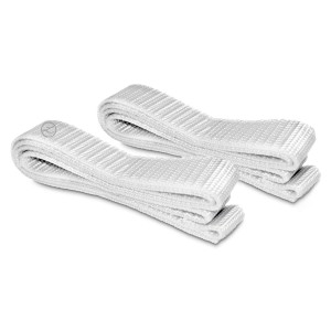 Zwei weiße Lechuza Gurtbänder (40,5 cm) für Balkonkastenhalter, Zubehör für Pflanztöpfe.
