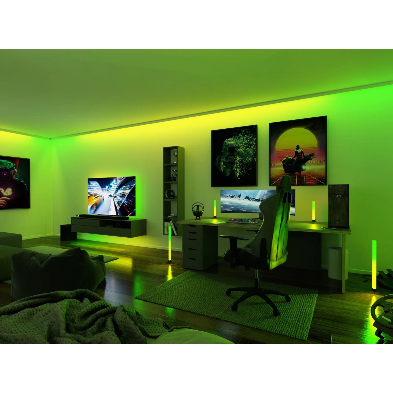 Ambiente mit Paulmann LED-Strip EntertainLED: RGB-Lichtstreifen im Gaming-Zimmer.