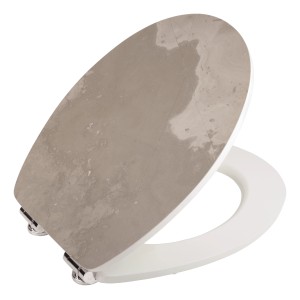 WC-Sitz Coffee Cloud mit Absenkautomatik, Echtstein-Optik und Metallscharnieren.