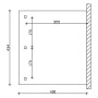 Technische Zeichnung der Skan Holz Terrassenüberdachung Bormio 434x400 cm mit Maßangaben.