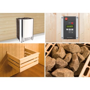 Weka Profi Saunaofen Set 11kW mit Ofen, Steuerung, Steinen und Schutzkorb für finnische Sauna.