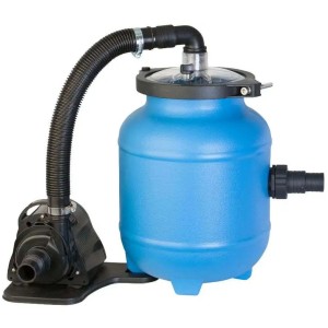 Poolcrew Sandfilteranlage 4 m³/h, blaue Filteranlage mit Pumpe und Schlauch für Pools.
