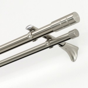 Gardinia Universal Träger Chicago, Edelstahl-Optik, 2-läufig, 15 cm