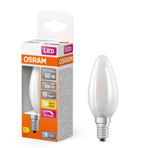 Osram LED-Leuchtmittel E14 Kerze, 5,5W, warmweiß, 806 lm, 10x3,5cm. Inkl. Verpackung.