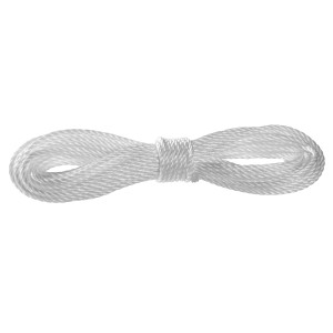 Detailaufnahme: Weißes Seil, passend für dreieckiges Sonnensegel, 20m lang.