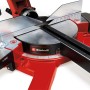 Einhell Akku-Zug-Kapp-Gehrungssäge TE-SM 36/10 L Li-Solo, Detailansicht des Sägeblatts und der Winkeleinstellung.
