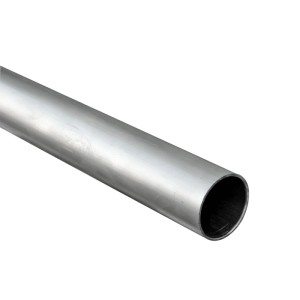 Silbernes, nahtloses Alu-Rohr Ø 32 mm, 3 m lang, für Blitzschutz und PV-Anlagen.