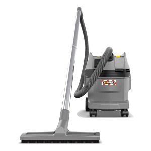 Kärcher ProNT 600 L Nass-Trockensauger, grau, mit Saugrohr und Bodendüse.