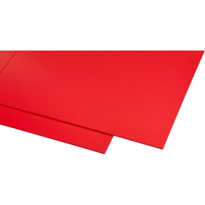 Rote Guttagliss Hobbycolor Kunststoffplatte, 50x100cm, ideal für Bastelarbeiten.