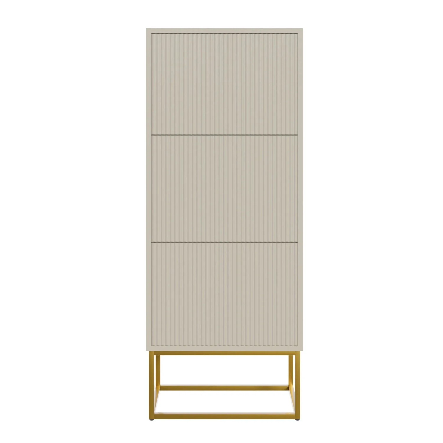 Selsey Schuhschrank Veldio Rillenfront Goldfarbenes Gestell Greige 50 cm_6