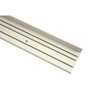 Weiße Gardinia Vorhangschiene P2Ü, 150 cm, für 3 Gardinenläufe, zur Deckenmontage.