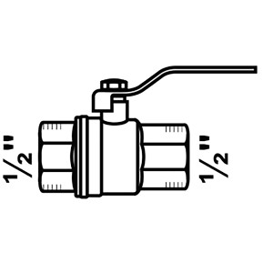 Nickel-Kugelhahn 18,7 mm (1/2 IG) für Wasser- und Heizungsleitungen.