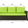 Gartenkissen-Set "Lemon" für 2-Sitzer Polyrattan-Gartensofa, 140x50x50 cm.