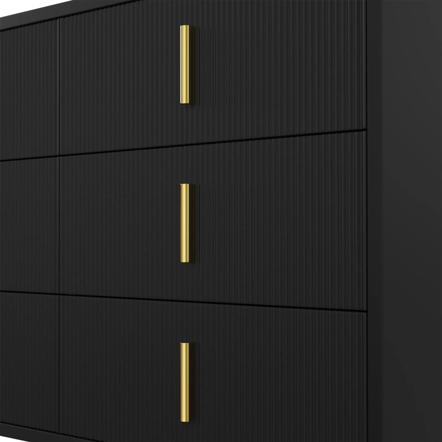 okwish Sideboard mit Goldgriffen Stauraum Wohnzimmer 120x40x77cm Schwarz_7