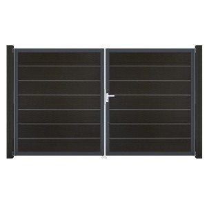 GroJa Grande Steckzaun Tor Premium DIN Rechts, DB Schwarz, 2-flügelig.