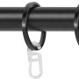 Schwarze Mydeco Gardinenstange mit Endstück Cap, Ø 2 cm, 100 cm lang, inklusive Ringe und Träger.