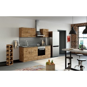 Held Möbel Küchenzeile Sorrento 210 cm in Wotaneiche, ohne E-Geräte.