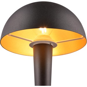 Schwarze Reality Tischleuchte Canaria mit goldfarbenem Schirm-Inneren.