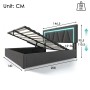 okwish Polsterbett 140x200cm mit LED USB C Stauraum Jugendzimmer Grau ohne Matratze_5