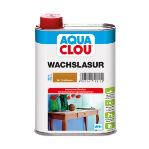 Aqua Clou Wachslasur Hellbraun, 250ml Dose. Holz-Wachs für Möbel und mehr.