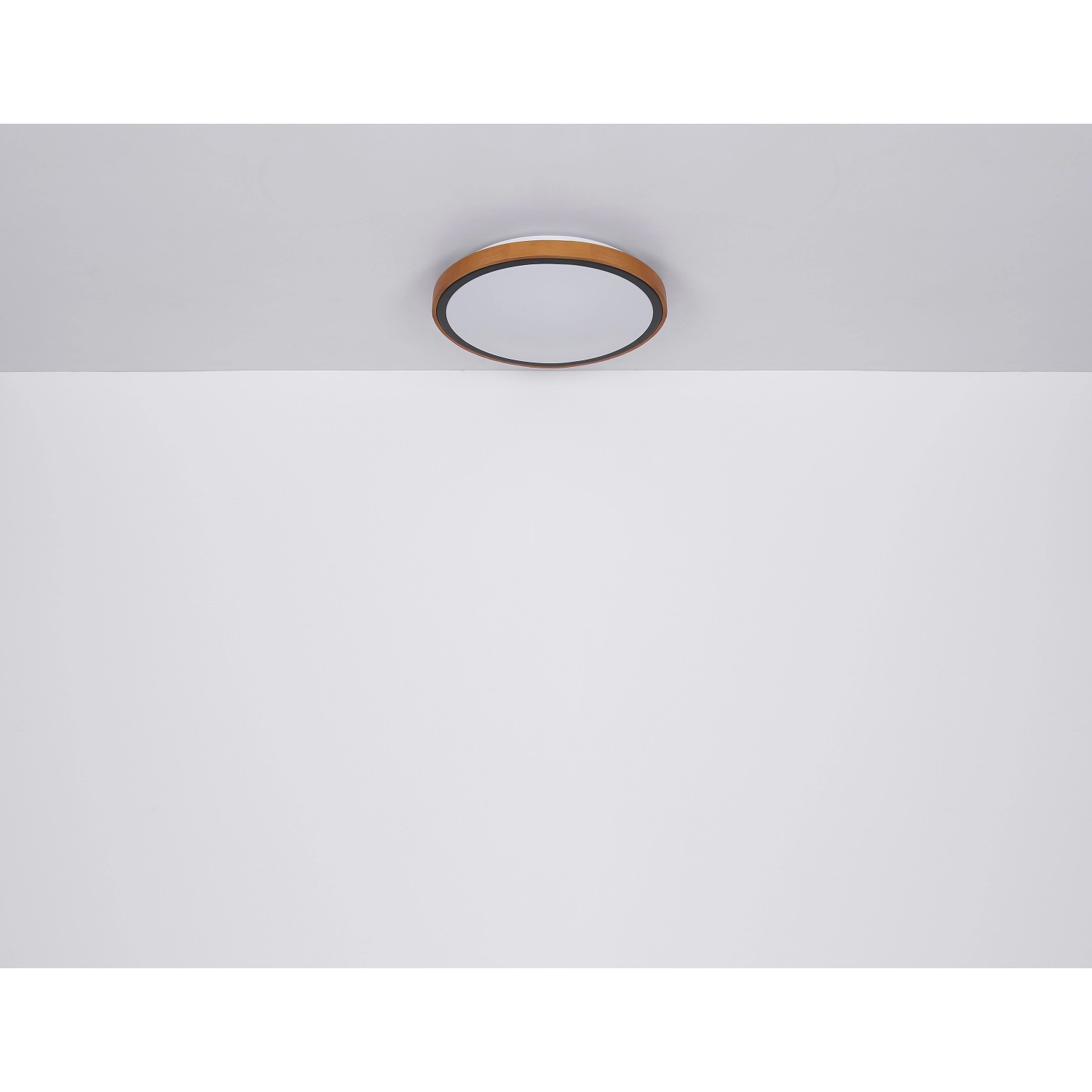 Runde, braun-weiße LED-Deckenleuchte Sammi von Globo, 420x95 mm, für moderne Beleuchtung.