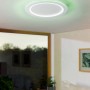 Weiße Eglo LED-Deckenleuchte Padrogiano-Z mit RGB-Rahmen (Ø 59,5 cm) an der Decke.