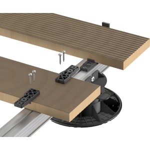 GS Terrassen Clip zur unsichtbaren Dielen-Befestigung auf Alu-Unterkonstruktion mit Schrauben.