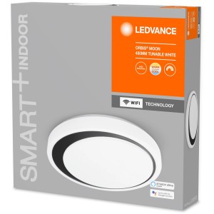 Ledvance Smart+ WiFi Deckenleuchte Orbis Moon, weiß-schwarz, Ø 48cm, tunable white.
