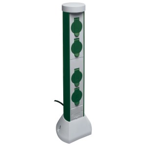 GreenCraft 4-fach Steckdose für den Außenbereich, spritzwassergeschützt.