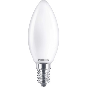 Philips LED-Leuchtmittel E14 Kerzenform, 2er Set. Warmweißes Licht für Wohn- und Essbereich.
