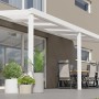 Weiße Terrassenüberdachung Professional (500x200cm) mit opalen Polycarbonatplatten. Inkl. Regenablauf.