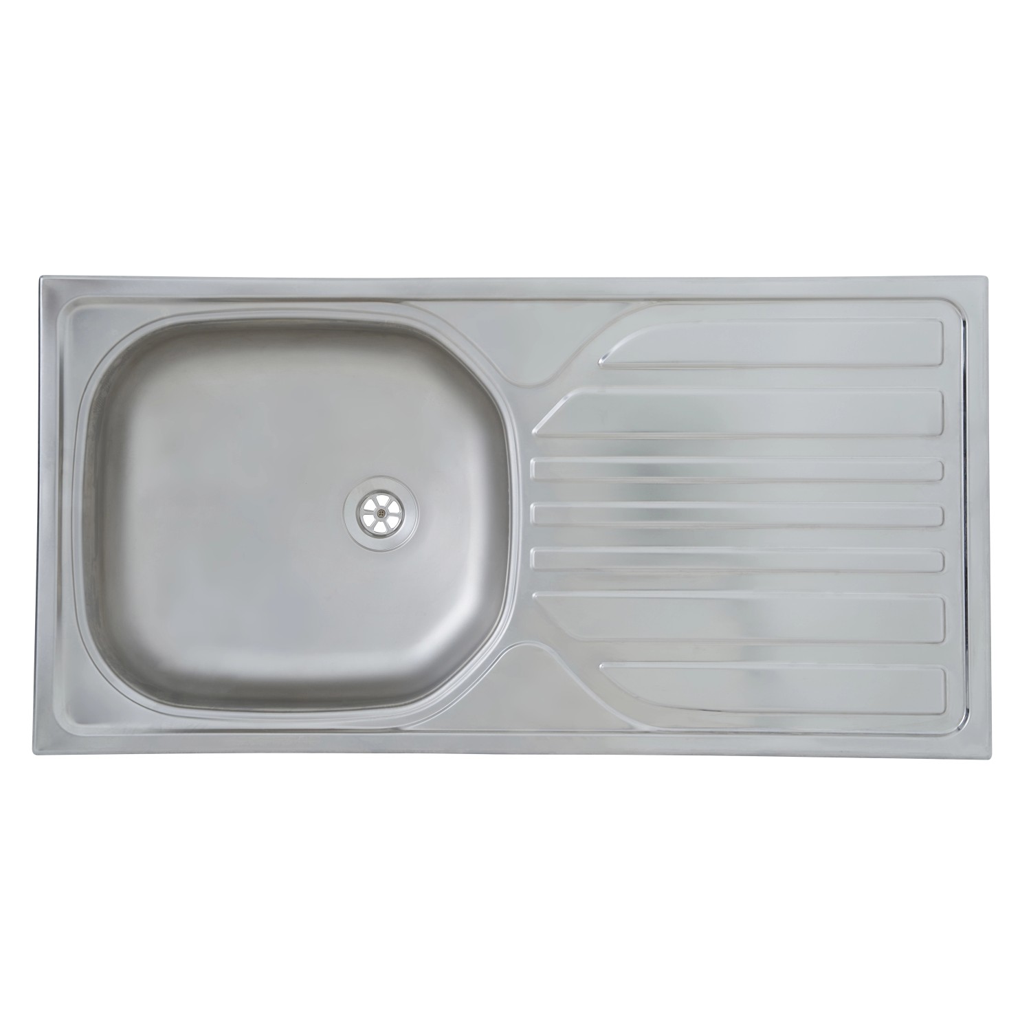 Edelstahl Einbauspüle für Landhausküche, mit Abtropffläche, silberfarben.