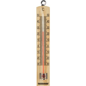 Fackelmann Holzthermometer, 18 cm, Natur, für Innen- und Außenbereich.