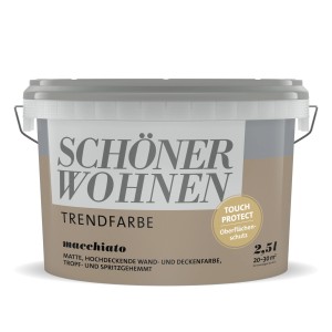 Eimer Schöner Wohnen Trendfarbe Macchiato, matte Wandfarbe in Braun, 2,5 l für Innenräume.