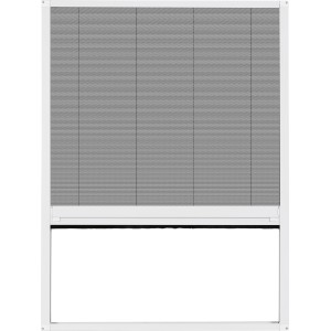 Insektenschutz Plissee Rahmen, 94x130cm, weißer Alurahmen, anthrazitfarbenes Gewebe.