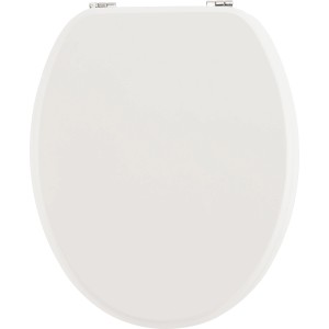 Weißer baliv WC-Sitz Tamega aus MDF mit Holzkern, stabile Ausführung.