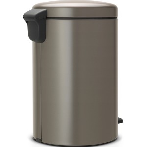 Brabantia Treteimer NewIcon 20 l in Platinum: runder Mülleimer mit Pedal und geruchsdichtem Deckel.