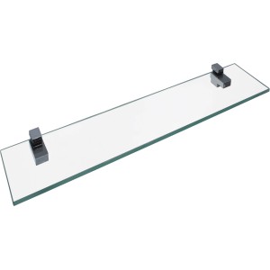 Fackelmann Glasablage, 40 cm, Chrom, für Bad-Wandregale. Mit zwei Haltern.