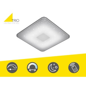 Weiße Trio LED-Deckenleuchte Samurai mit Sternenhimmel-Effekt, dimmbar und mit Fernbedienung.