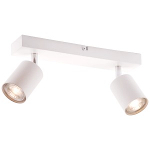 Weißer, 2-flammiger LED-Deckenstrahler Taio von Brilliant, 35,5 cm breit.