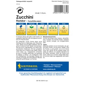 Samentüte Kiepenkerl Profi-Line Zucchini Floridor mit gelben Zucchini.