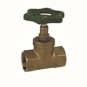Kirchhoff Durchgangsventil 30,3 mm (1IG) ohne Entleerung, Messinggehäuse mit grünem Griff.