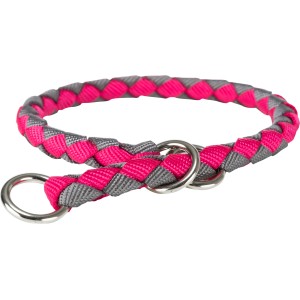 Trixie Zugstopp Halsband Cavo, M, fuchsia/graphit, geflochtenes Nylon mit Zugstopp und Metallringen.