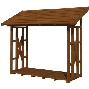 Skan Holz Holzunterstand Paul 2, Nussbaum, für Kaminholz. Robuste Konstruktion mit Dach.