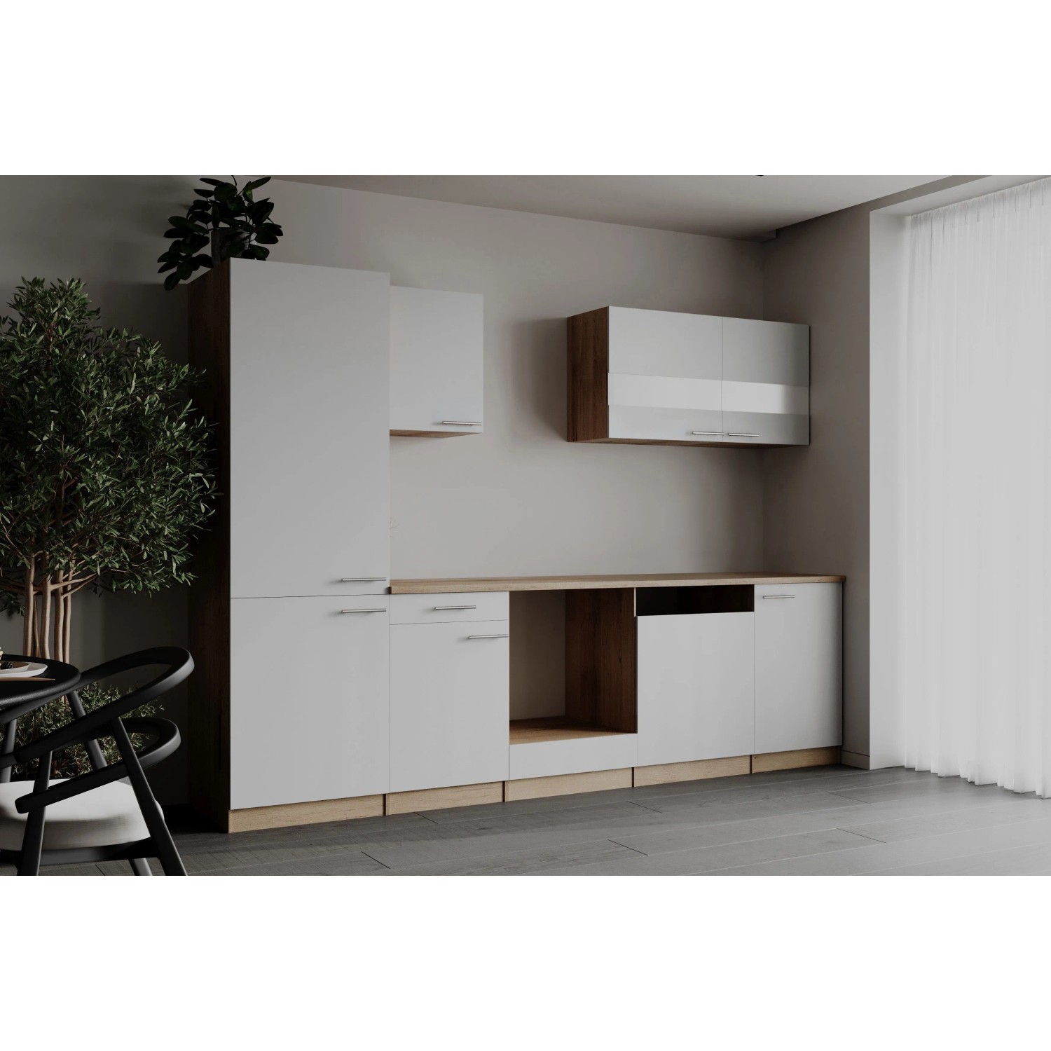 Respekta Küchenzeile Merle 280 cm Weiß ohne E-Geräte_3