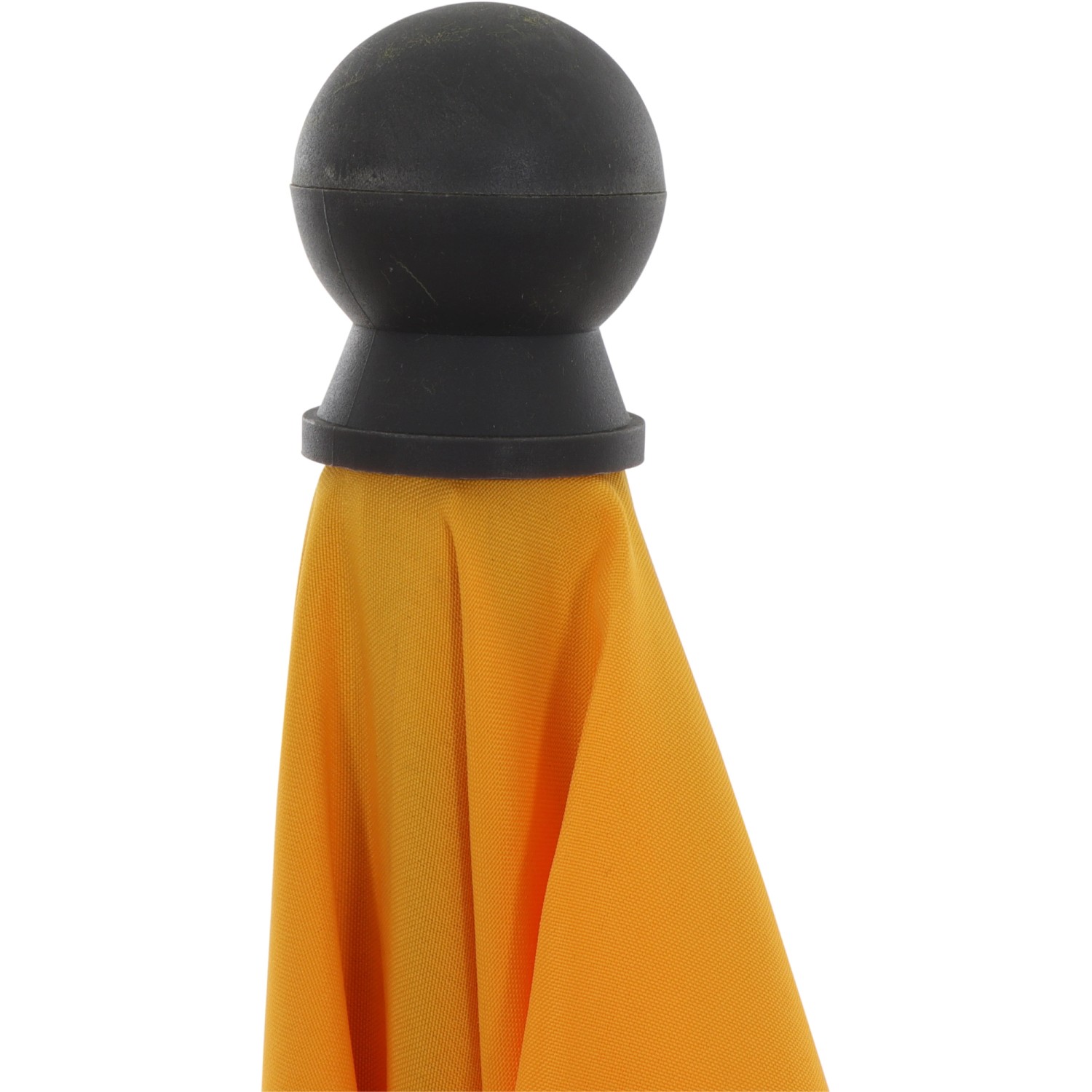 Detailaufnahme: Gelber Siena Garden Marktschirm (210x140 cm) mit Knickfunktion.