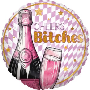 Party Factory Folienballon mit Sektflasche und Glas Motiv für Bachelorette Partys.